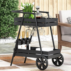 Bar Carts for The Home with 2 Tier Shelf, Rolling Wine Cart on Wheels, Bar Serving Carts for The Home Living Room Kitchen Dining Room,Utility Kitchen Cart Alcohol and Beverage