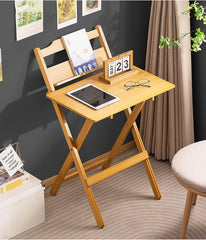 Height Adjustable Foldable Computer Desk, 2-Tier Shelves Study Table for Students, Small Writing Workstation for Home Office, Living Room, Bedroom & Balcony Corner (B, 57CM)