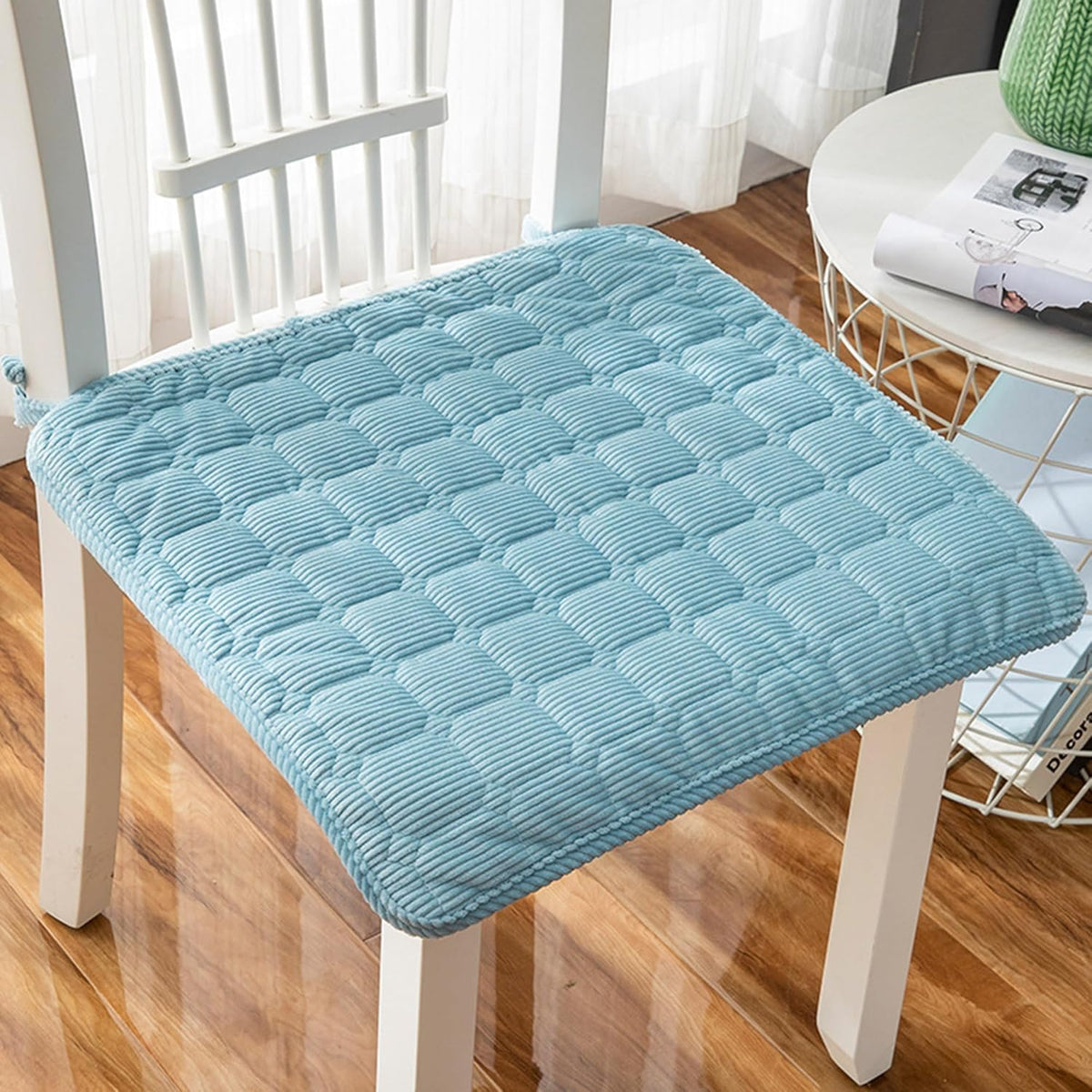 Square Stool Cushions Non-Slip Chair Pads with Ties Dining Chair Cushion Seat Protector for Banquet Kitchen Party Hotel Sofa Comfortable Seat Pads (45x45cm,Navy)