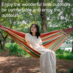 Canvas Hammock with Wooden Sticks for Outdoor Camping and Playing Portable Multi-Purpose Tree Hanging Good Hammock(CH)