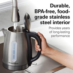 Hamilton Beach 1.7L 1500W Cordless Electric Kettle with Auto Shutoff and Boil-Dry Protection & 2 Slice Extra Wide Slot Toaster with Bagel & Defrost Settings