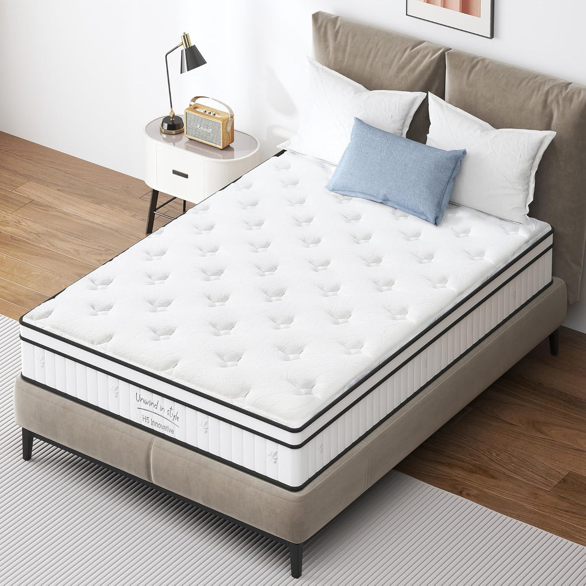 Full 12" Hybrid Mattress with Pocketed Coils & Cooling-Gel Memory Foam, Medium Firm Support with Motion Isolation, Edge Reinforcement & Breathable CertiPUR-US Certified Design (White, 12" Full)