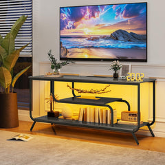 TV Stands for Living Room: Entertainment Center TV Stand for 50 55 inch TV LED TV Stand for Bedroom Television Stands TV Console Table with Metal Frame - Media Console Charging Station