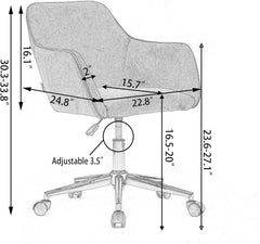 Home Office Chair Swivel Teddy Fabric Desk Chair Accent Armchair Upholstered Modern Tufted Chairs with Gold Base for Girls Women Ergonomic Study Seat Computer Task Chair for Living Room Bedroom