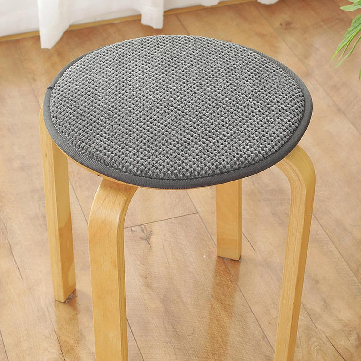 Chair Cushions Indoor Round Seat Cushions for Stools with Ties Corduroy Bar Stool Cushions Cover Tatami Cushion Pillow Kitchen, Home, Office Chair Pads (14 Inches, Deep Grey)