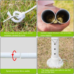 Outdoor Canopy Tent Camping Gazebo Storage Shelter with Spiral Tubes, for Party Wedding Events BBQ, White 10x10 FT