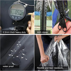 Gazebo Tarpaulin Side Panel with Zipper Door, Outdoor Clear Waterproof Tarp Curtains,Transparent Tarpaulin for Pergola Porch Patio, for Gazebo, Outdoor, 0.5mm Thicken (Size : H2.1xW3.5m/H6.8xW11.4ft