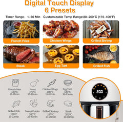 Glass Air Fryer 3.8QT Air Fryer with Viewing Glass Pot, Precise Temperature Control & Time, Nonstick & Dishwasher Safe Basket, Nonstick for Best Cooking Results