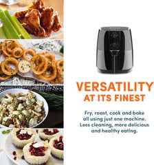 Elite Gourmet EAF-4617X Electric Digital Hot Air Fryer, 1350Watts, Oil-Less Healthy Cooker, Timer & Temperature Controls, 4 Quart, Black