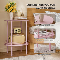 Small Round Side Table,Bedside Table with Storage, Morden Round Nightstand, Samll Side Table for Living Room，Bathroom，Bedroom, Nursery, Laundry, Black