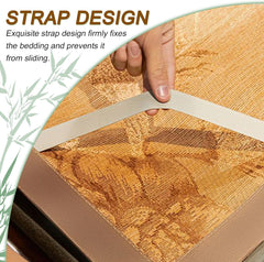 Foldable Double Sided Bamboo Mat for Bed - Bamboo Sleeping Mat Woven Rattan Surface + Ice Silk Surface Double-Sided Cool Bedroom Essential for Summer,Green,Full/1.2x1.9m