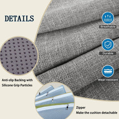 Bar Stool Pad Square 12 13 14 15 16 17 18 19 20, Super Soft Chair Seat Cushion with Ties Linen Removeble Cover Zipper for Kitchen Barstool Office Dinning Room(Color6,38x38x5cm)