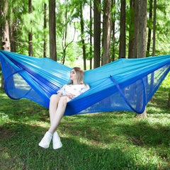 Portable Hammocks with Mosquito Net 290x140 Cm Lightweight Nylon Parachute Hammock for Travel Buiten Hammock(A) (E 290x140 cm)