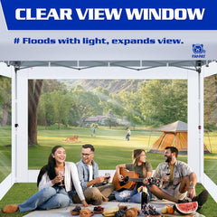 3Pcs Clear Canopy Sidewalls for 10x10 Pop Up Tent, Transparent Window Curtain Cloth, 8 Mil PVC Enclosure Fabric with Zipper and Velcro, Sidewalls Only (White)