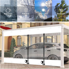 Outdoor Tarp Curtains with Zipper Door, PVC Clear Waterproof Tarpaulin Side Panels with Grommets, Transparent Tarpaulin Weatherproof， Pergola Patio Porch Gazebo Carport (Size : H1.5xW5m/H4.9xW16.4ft
