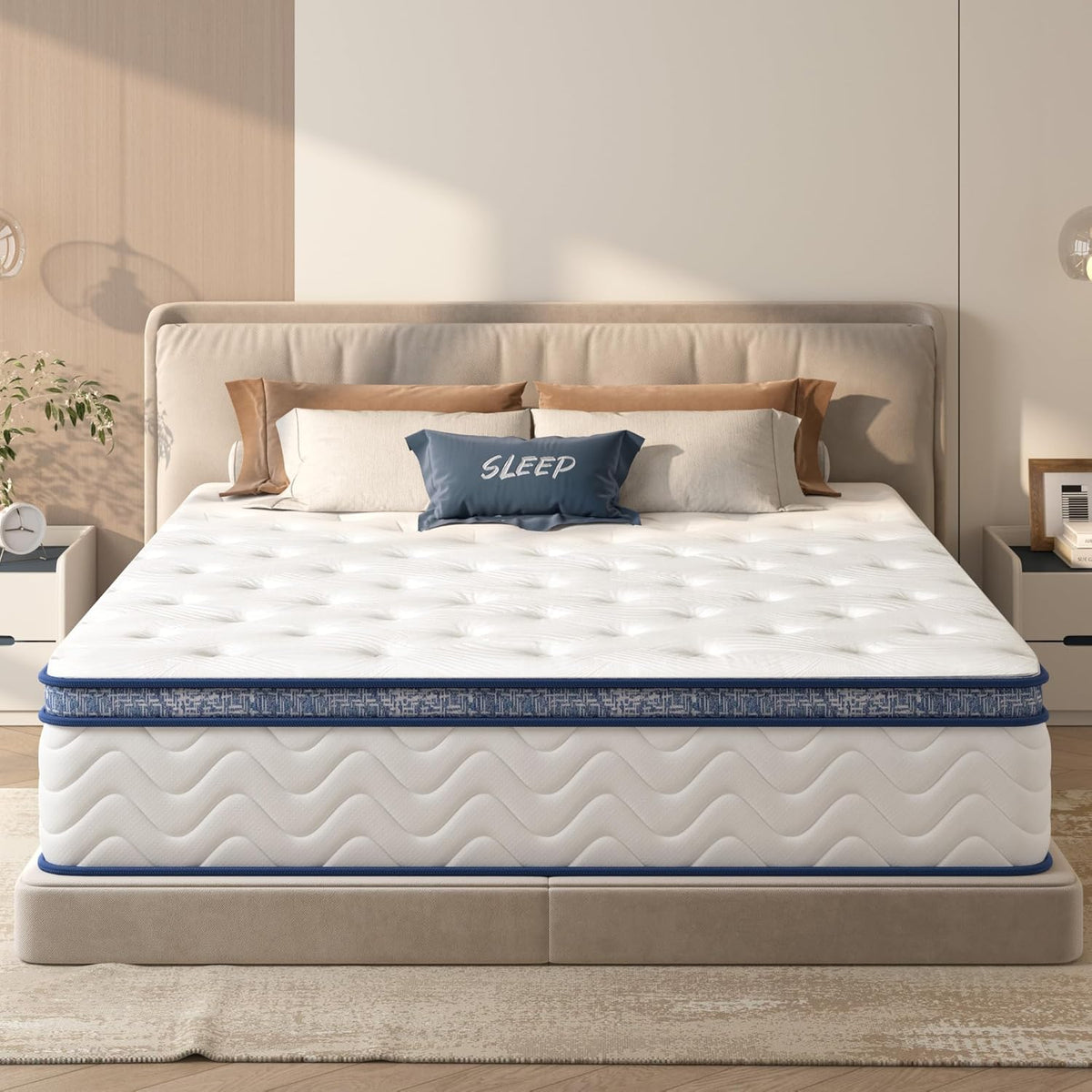 12 Inch Full Size in a Box Hybrid Mattress with Gel Memory Foam and Individually Pocket Innerspring Euro Top Medium Firm for Motion Isolation, Edge Support