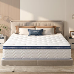 12 Inch Full Size in a Box Hybrid Mattress with Gel Memory Foam and Individually Pocket Innerspring Euro Top Medium Firm for Motion Isolation, Edge Support