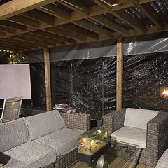 Outdoor Vinyl Curtains Gazebo Windscreen, Clear Tarp Waterproof Weather Resistant, 0.5mm Thick, for Pergola,Porch,Gazebo (Color : Black, Size : 2.2x2.5m/7.2x8.2ft)