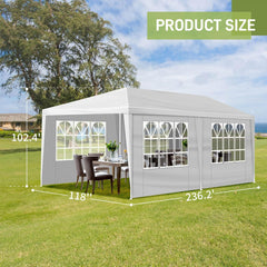 10' x 20' Outdoor Canopy Party Tent with 4 Removable Sidewalls, Heavy Duty Gazebo w/Ground Nails & Windproof Ropes, Large Canopy for Parties Patio Birthday