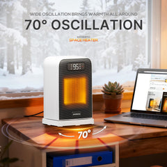 MORENTO Space Heater, Portable Space Heaters for indoor Use, Auto Temperature Control, LED Display Electric Heater, ECO Mode & 0-12H Timer, Quiet Heaters for Office, Bedroom, Home (White, 1 Pack)