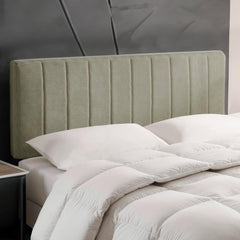 Upholstered King Headboard - Easy Assemble Channel Stitched Headboard King Size Bed - Wall Mounted Headboards with 3D Soundproof Wall Panels Peel & Stick Floating Headboards, Olive Green