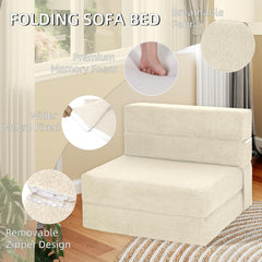 Folding Sofa Bed, Convertible Sleeper with High Density Foam, Foldable Chair Bed Mattress, Futon Floor Couch for Living Room, Guest Room, Twin, Green