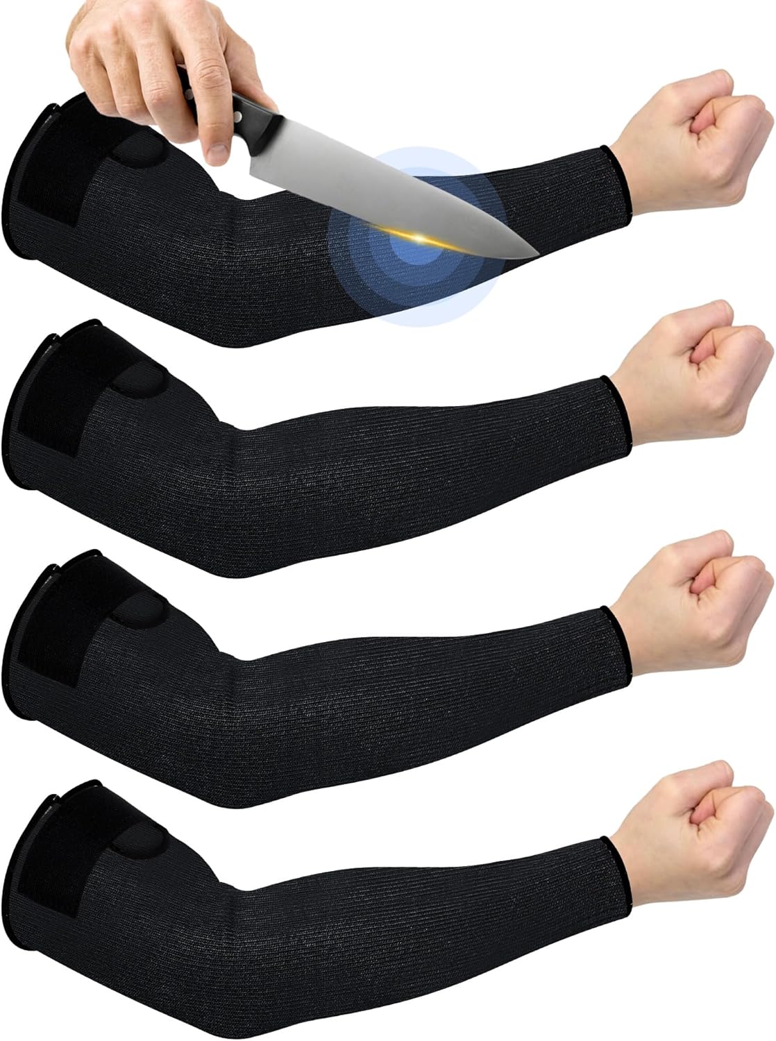 Ramede 2 Pairs Cut Resistant Sleeves Protective Arm Protectors with Adjustable Strap Forearm Sleeves for Men Women