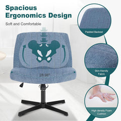 OLIXIS Criss Cross Legged Chairs Armless No Wheels Wide Seat Height Adjustable Swivel Padded PU Leather Home Office Desk Seating for Bedroom, Student, Study Room