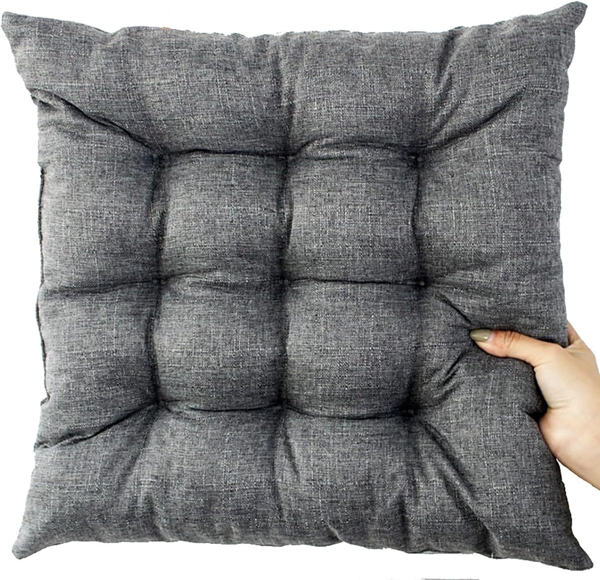 Square Seat Cushion Chair Pads for Kitchen Dining Chairs, Soft Comfort Linen Fabric Chair Mat Pillow Cushions with Ties for Office Desk Living Room Tatami(4,40cm/16in)