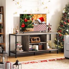 Gizoon TV Stand for TVs up to 65 Inch,Entertainment Center with Open Storage Shelves, TV Media Console Table for Living Room and Bedroom, Rustic Brown