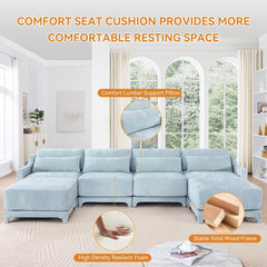30'' Upholstered Cloud Ottoman for Sectional Couch in a Box, Luxury Chenille Modular Sectional Sofa, Modular Couches for Living Room, Oversized Deep Seat Couch Home Sofa, Sky Blue