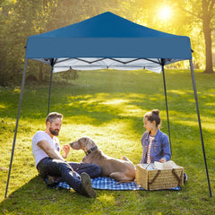 6x6 FT Pop Up Canopy Tent with 1 Sidewalls,Commercial Instant Awning Portable Freestanding Shelter w/Carry Bag, Wedding Tents for Parties,Beach,Backyard,Camping,Outdoor, Easy Set Up Tent,Blue