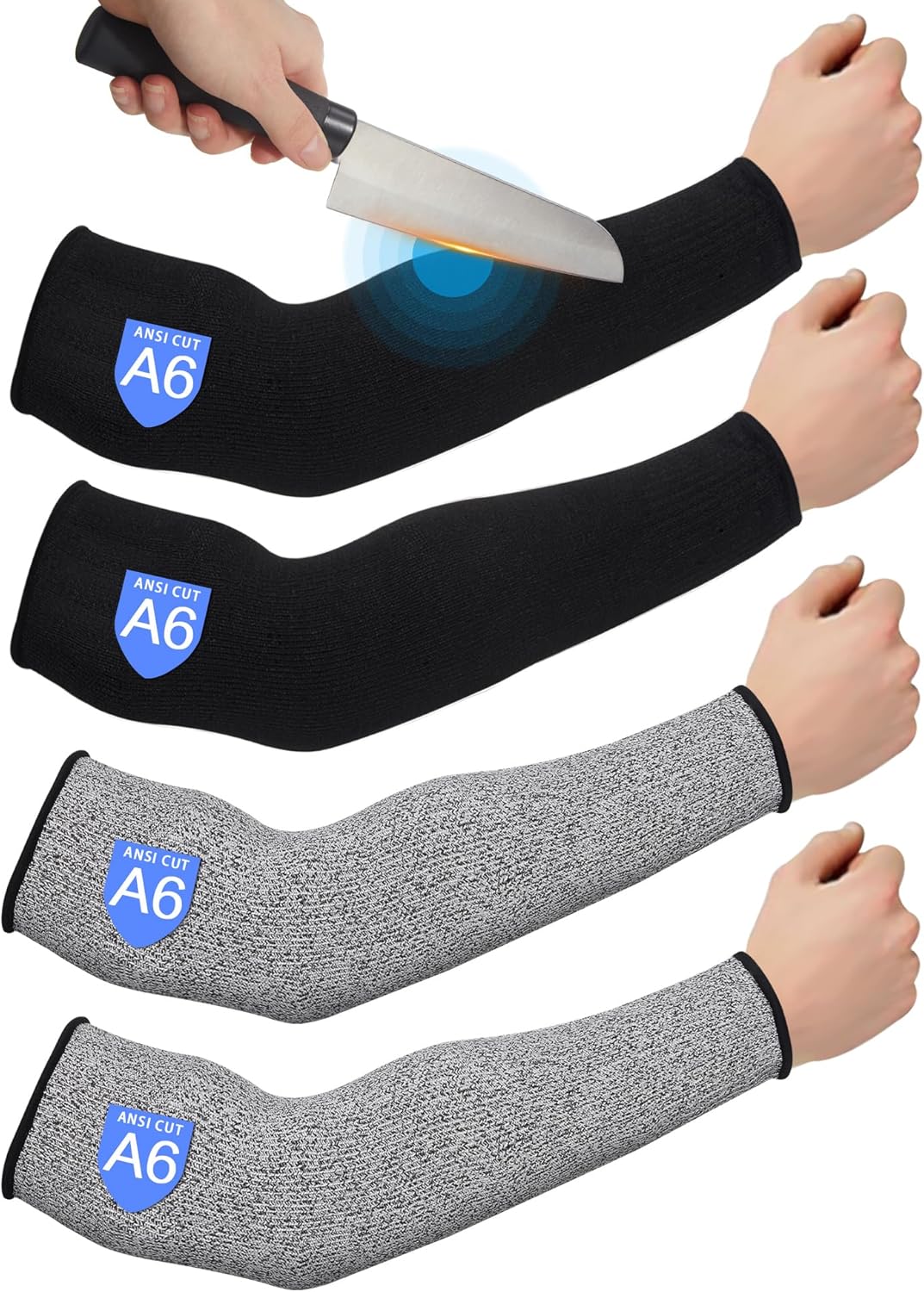 Geyoga 2 Pairs Arm Sleeves Guards Cut Resistant ANSI A6 Arm Protectors for Thin Skin and Bruising Garden Work Protective Sleeves for Farmer Gardening Men Women