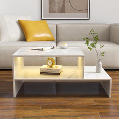 espidoo Modern Coffee Table with Architectural Shape: Unique Design White End Table - Creative Studio Furniture for Reception Areas & Workspace Storage