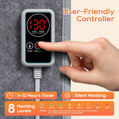 Under Desk Heater for Office, Foldable Under Desk Foot Warmer with 12H Timer & 8 Heat Levels, Portable Space Heater for Leg, Foot and Ankle, Safe & Quiet Anti-tilt Surrounding Panel Heater, Grey