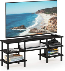 FURINNO Nelly Entertainment Center TV Stand, Short 43.3"(W) x13.4(H) x13.1(D), Columbia Walnut/Black