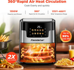 Air Fryer 7.5QT, 10 Preset Programs Air Fryer Oven, 10-in-1 Digital LED Touch Screen