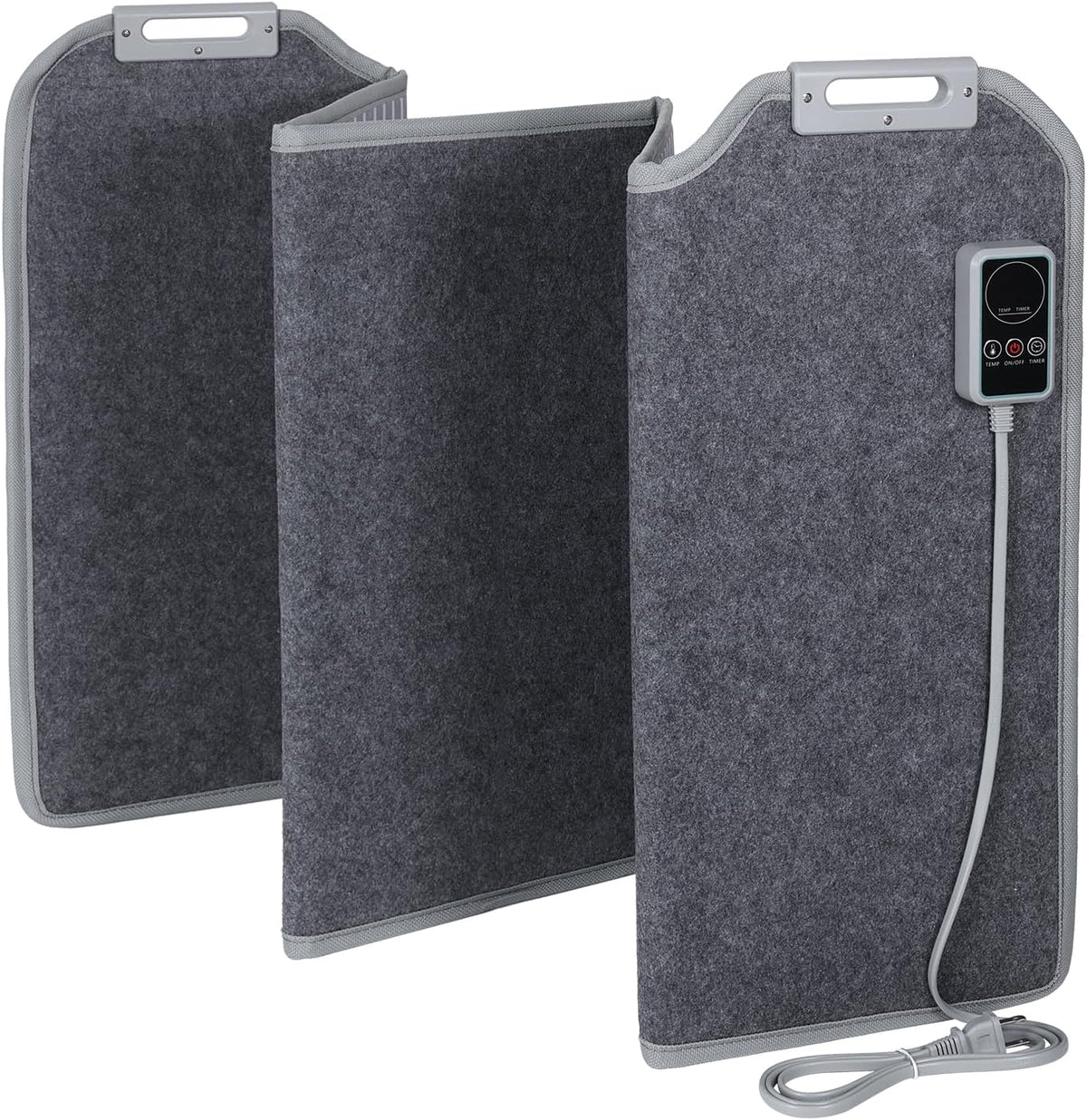 Under Desk Heater for Office, Foldable Under Desk Foot Warmer with 12H Timer & 8 Heat Levels, Portable Space Heater for Leg, Foot and Ankle, Safe & Quiet Anti-tilt Surrounding Panel Heater, Dark Grey