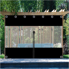 Outdoor Clear Curtains Waterproof Clear Pergola Side Panels Garden Gazebo Curtains for Greenhouses, Canopies, Car Wash Shops, Workshops (Color : Black, Size : 8.2x8.2ft/2.5x2.5m)