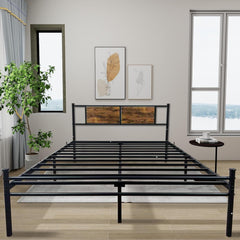 Metal Bed Frame, Full Bed Frame with Headboard, Base para Cama Full, with Steel Bed Support and Under-Bed Storage Space, Easy Assembly, No Box Spring Needed, Black, 18 Inch, Fulls (Full)