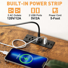 TV Stand for Bedroom, Dresser TV Stand with 4 Fabric Drawers & Open Shelves for 50" TV, Entertainment Center with Power Outlet, Dresser for Bedroom, Living Room, Entryway, Black Wood Veins