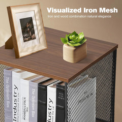 2-Cube Storage Organizer, 11in Shelf Opening, Small Bookcase, Display Shelf, DIY Variable Stackable Storage Shelf for School, Office, Bedroom, Living Room - Walnut-Colored