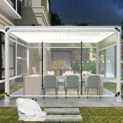Outdoor Clear Tarp Curtains Waterproof,0.3mm PVC Plastic Tarpaulin Cover,Weatherproof,Transparent Tarpaulin Side Panels for Pergola Gazebo Deck Porch Carport,with Zip Door,W×H-4×2.2m(13.1 * 7.2ft)