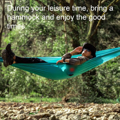 Polyester Hammock with Storage Bag Outdoor Camping Thick Rope Portable Multi-Purpose Tree Hanging Hammock(Blue)