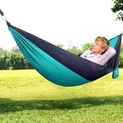 Hammock Camping Hammock Portable Hammock Swing Chair Lightweight Nylon Fabric Easy to Assemble with Straps for Summer Camping Travel Garden Hammocks for Outside (Color : Blue)