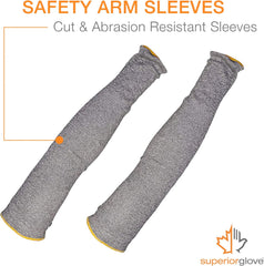 Cut Resistant Sleeves – Protective Arm Sleeves for Gardening Yardwork, Non-Slip Cooling Comfort 18” Length (1 Pair – Size Large) KTAG Without Thumbhole