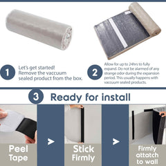 Nestl Upholstered Full Headboard - Easy Assemble Channel Stitched Headboard Full Size - Wall Mounted Headboards with 3D Soundproof Wall Panels Peel & Stick Floating Headboards, Beige