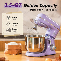 Kitchen in the Box Stand Mixer, 3.5 QT Small Kitchen Electric Stand Mixers, 10-Speed Portable Lightweight Dough Mixer for Daily Use with Egg Whisk, Dough Hook, Beater (Cream White)