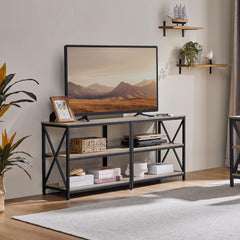 Yaheetech TV Stand for 65 Inches TV, Entertainment Center with Storage Shelves for Living Room, Media Console Table, Wood & Metal Frame, Gray