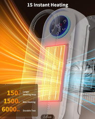 Space Heaters for Indoor Use, 16 Inch Portable Electric Heater for Office, 1500W Fast Heating Space Heater with Thermostat, 90°Oscillation, 12H Timer, Remote, Safe, Ultra-quiet Room Heater